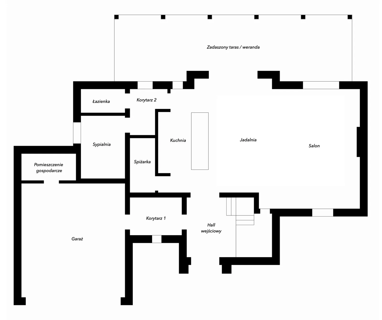 Rzut kondygnacji - Projekt domu Przestronny 222 m² - dom z werandą w stylu amerykańskim