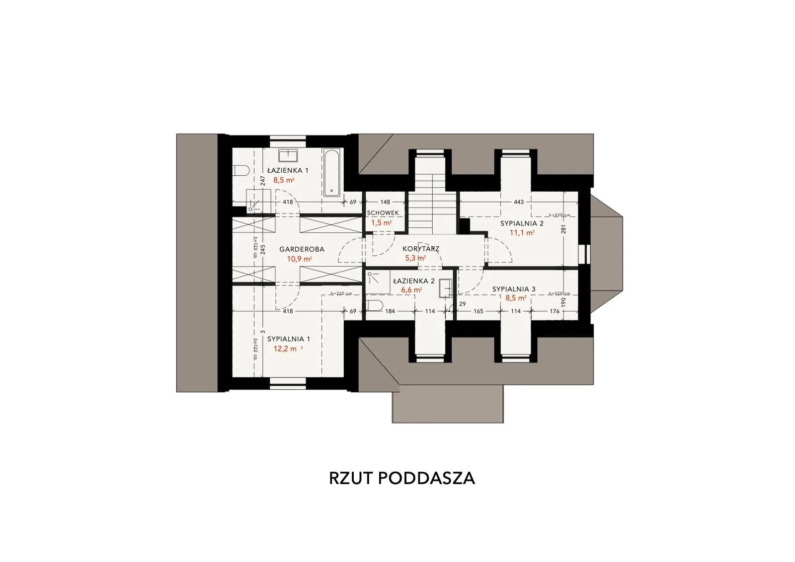 Rzut kondygnacji - Projekt domu Rodzinny Klasyczny 179 179 m² - dom z werandą w stylu amerykańskim