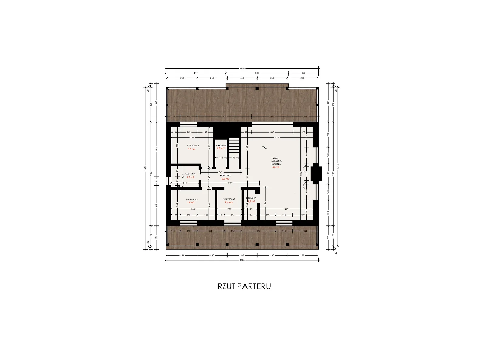 Rzut kondygnacji - Projekt domu Uroczy Klasyczny Plus 117 117 m² - dom z werandą w stylu amerykańskim