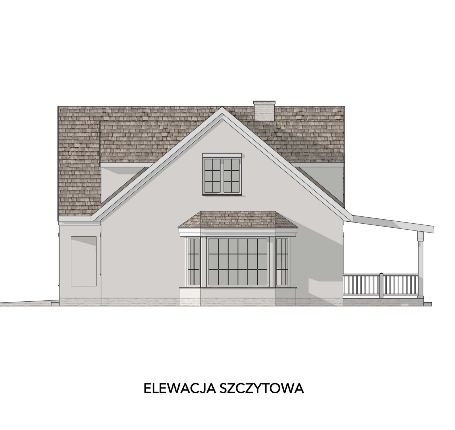 Rodzinny dom z garażem i zadaszonym tarasem szczyt jadalnia