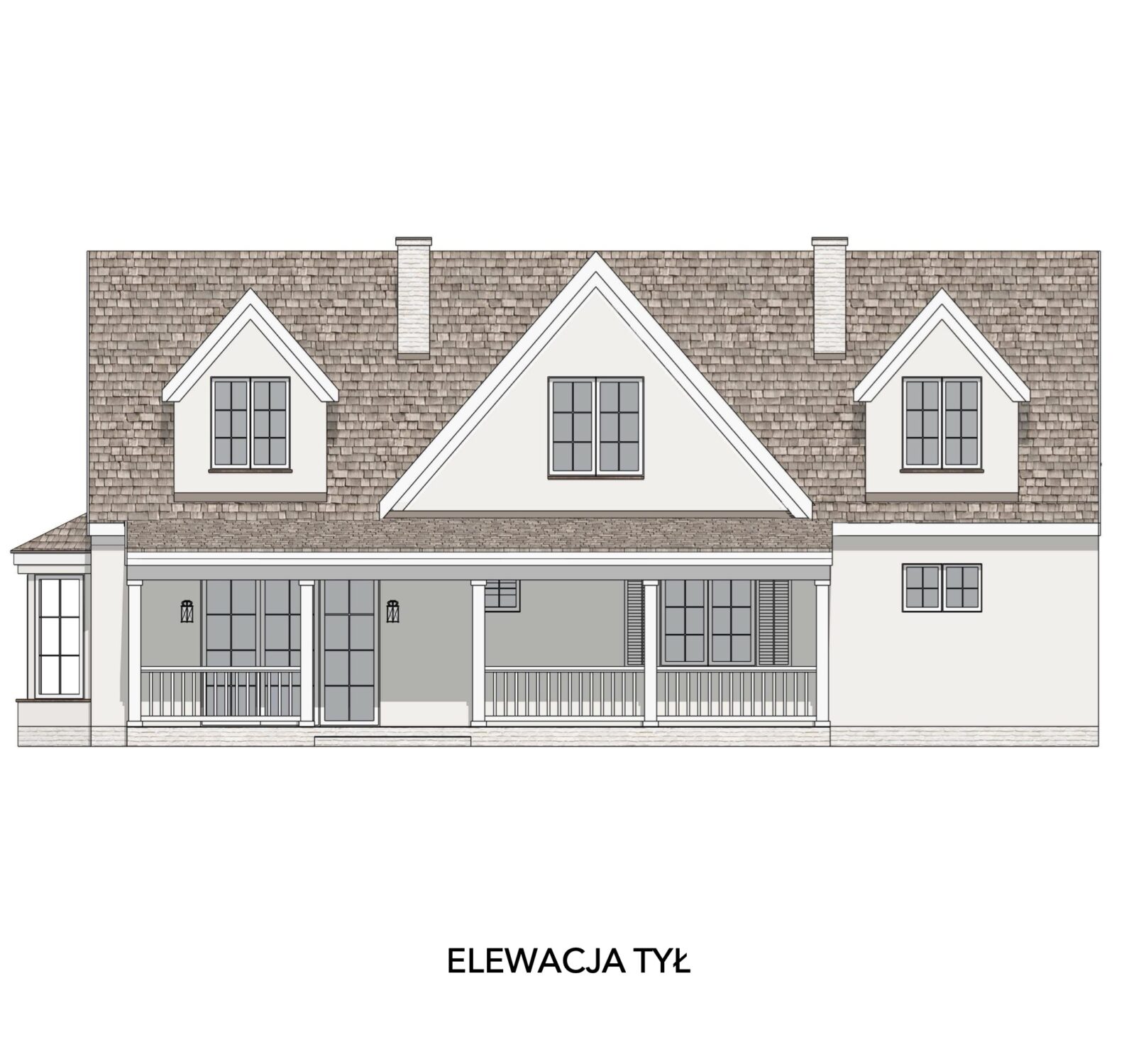 Rodzinny dom z garażem i zadaszonym tarasem tył