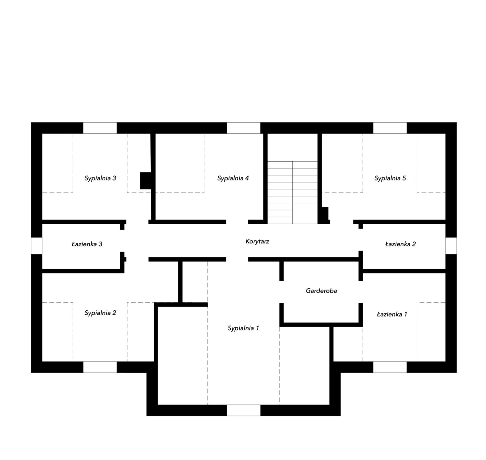 Rzut poddasza domu Uroczy z poddaszem White Porch Rzut poddasza domu Uroczy z poddaszem White Porch – projekt domu parterowego z poddaszem