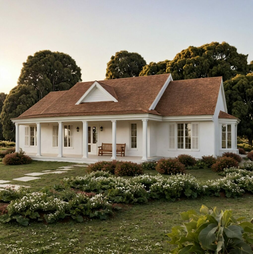 Dom w stylu amerykańskim z gankiem.